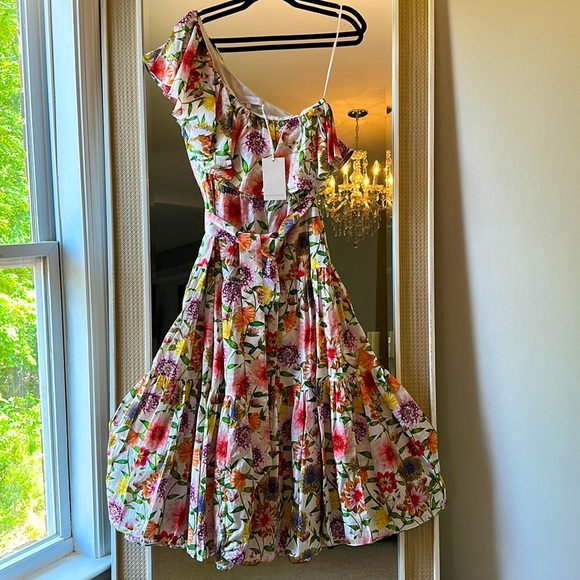 Borgo de nor Petra linen one shoulder tiered midi dress - Picture 4 of 16